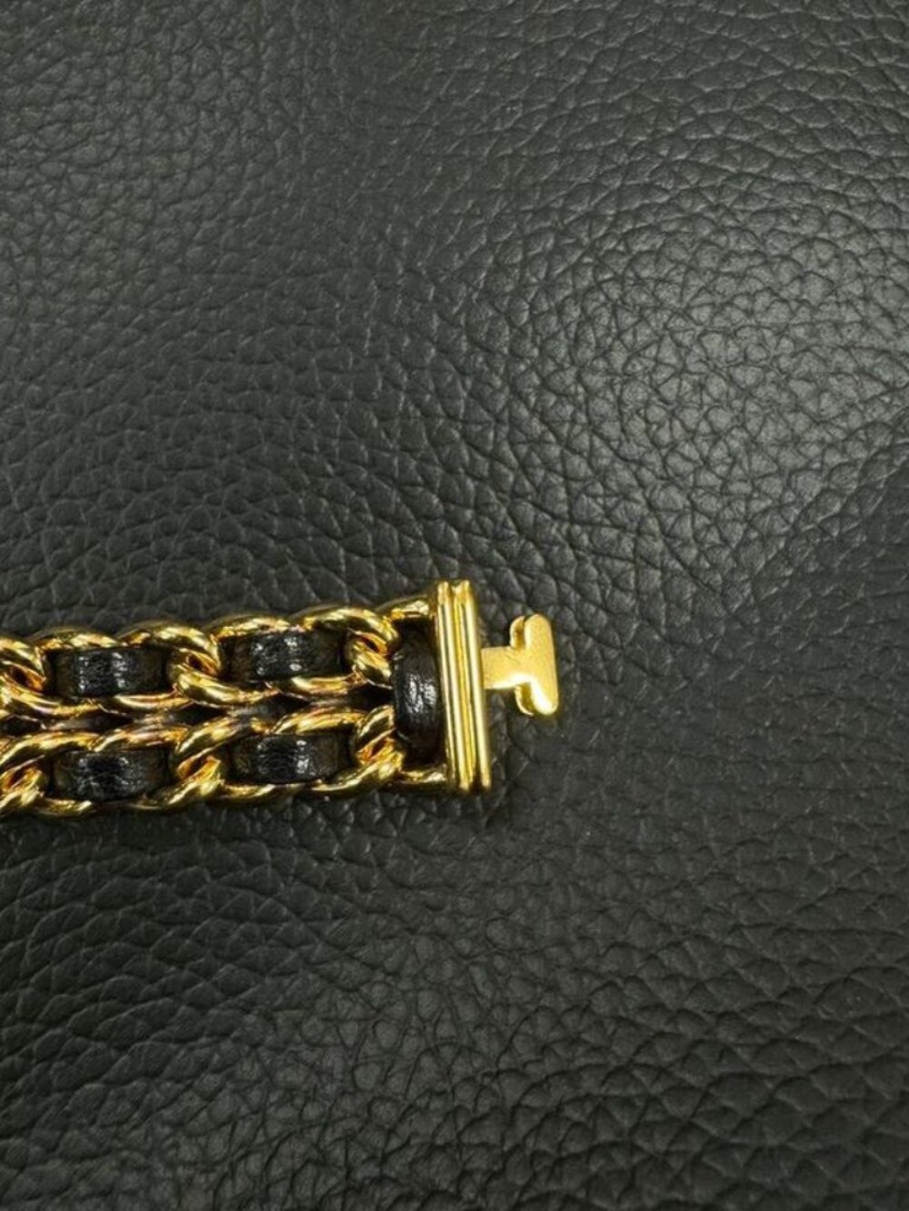 Chanel Premier M /black Leather Cut Glass Bracelet - Picture 6 of 12
